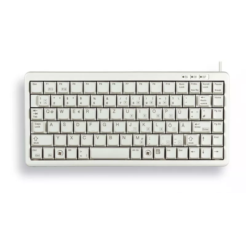 CHERRY Compact klaviatūra, QWERTY, 83 klavišai, Combi USB/PS2, šviesiai pilka