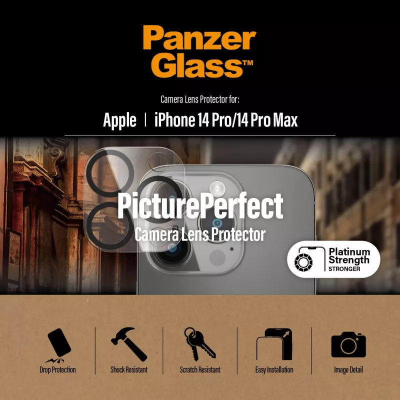 Fotoaparato objektyvo apsauga PanzerGlass Apple iPhone 14 Pro 14 Pro Max atspari įbrėžimams smūgiams