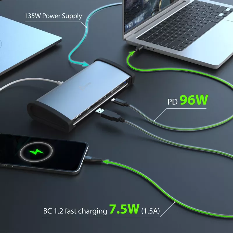 j5create JTD562 - 8K Thunderbolt™ 4 dokinė stotelė - EU, laidinė, Thunderbolt 4, 96 W, 3,5 mm, 10,100,1000 Mbit/s, pilka