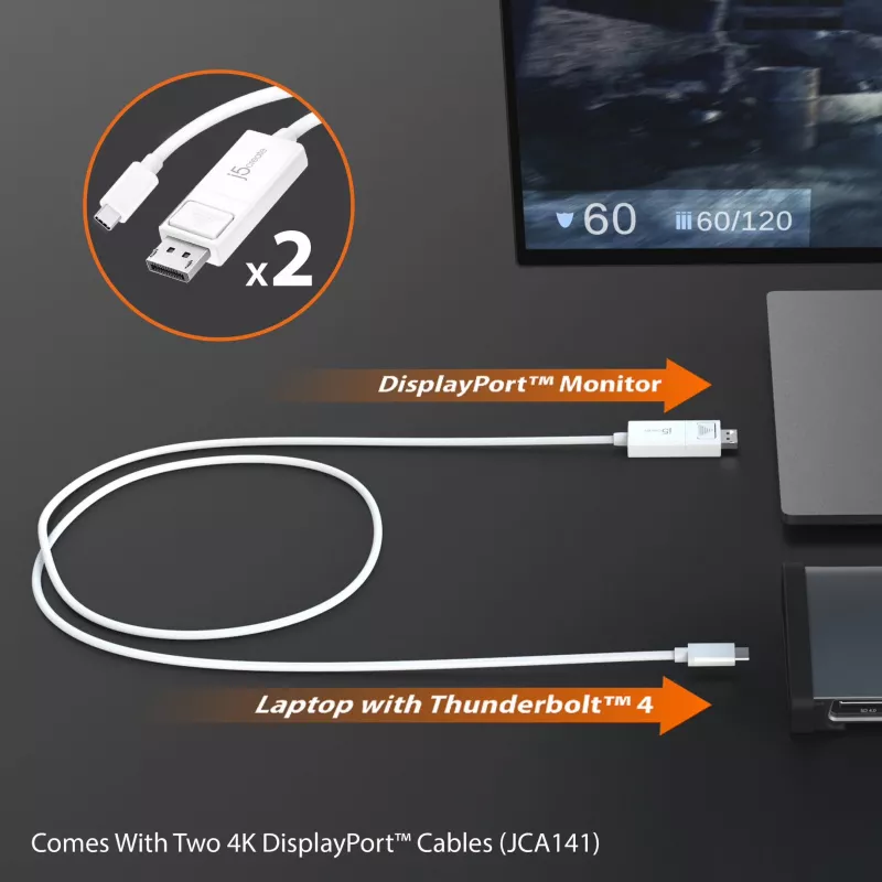 j5create JTD562 - 8K Thunderbolt™ 4 dokinė stotelė - EU, laidinė, Thunderbolt 4, 96 W, 3,5 mm, 10,100,1000 Mbit/s, pilka