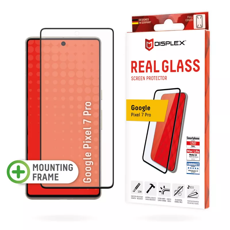 Displex Full Cover Screen Protector (10H), skirtas Google Pixel 7 Pro, Eco montavimo rėmelis, pilnas padengimas