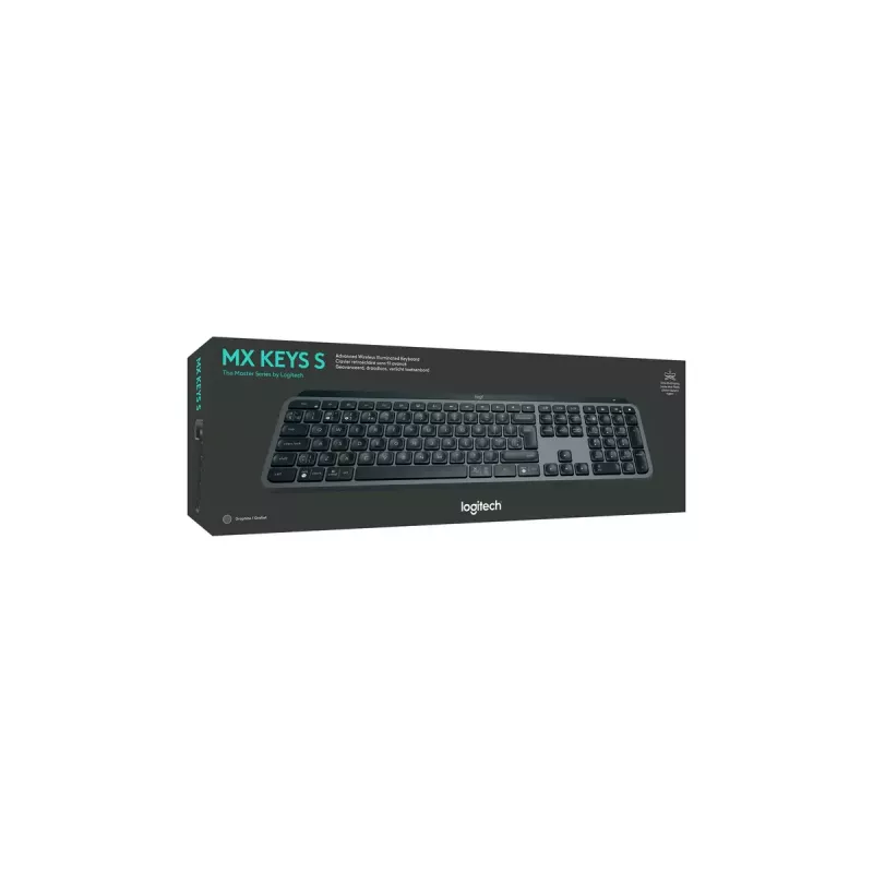 Logitech MX Keys S belgiška AZERTY belaidė klaviatūra, grafito spalvos, universali RF belaidė + Bluetooth