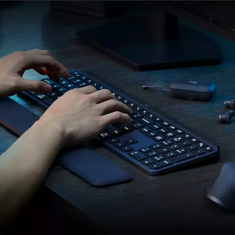 Logitech MX Keys S belgiška AZERTY belaidė klaviatūra, grafito spalvos, universali RF belaidė + Bluetooth