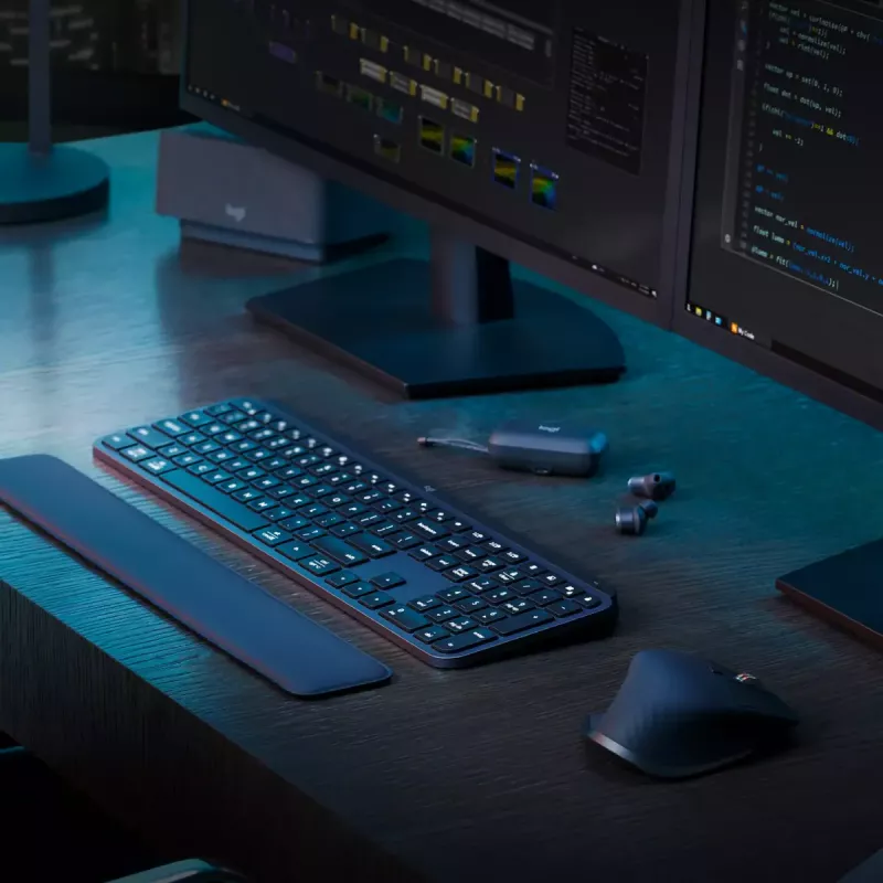 Logitech MX Keys S belgiška AZERTY belaidė klaviatūra, grafito spalvos, universali RF belaidė + Bluetooth