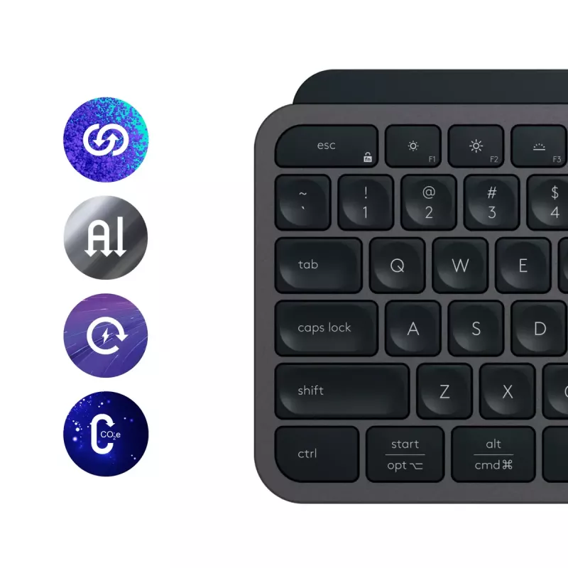 Logitech MX Keys S belgiška AZERTY belaidė klaviatūra, grafito spalvos, universali RF belaidė + Bluetooth
