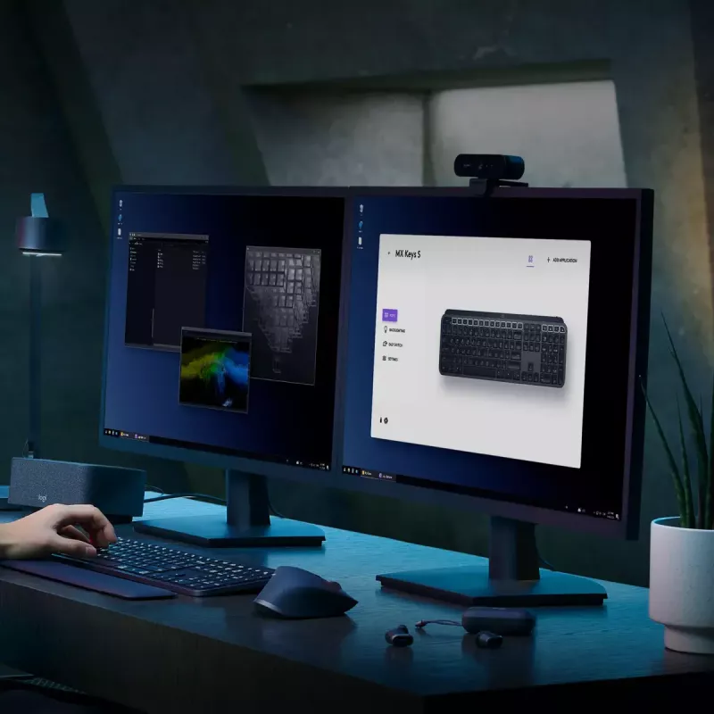 Logitech MX Keys S belgiška AZERTY belaidė klaviatūra, grafito spalvos, universali RF belaidė + Bluetooth