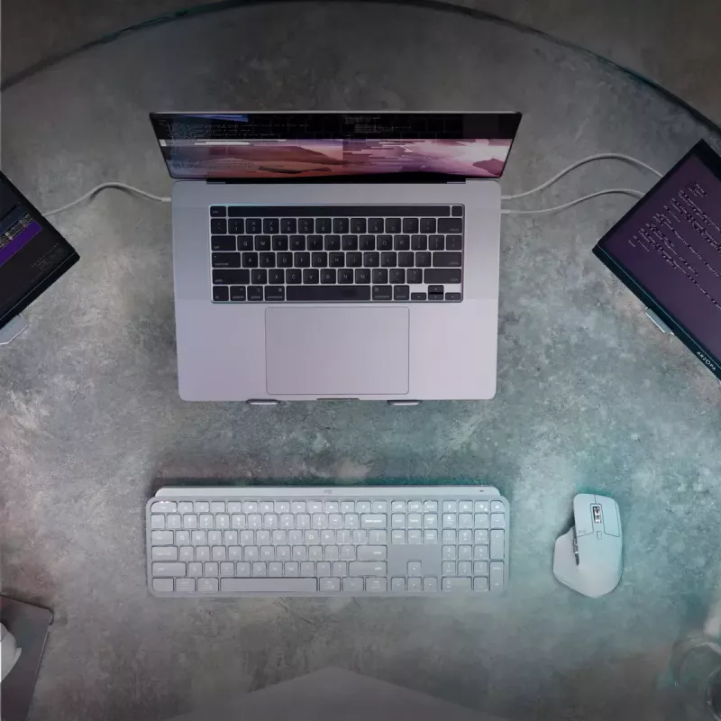 Logitech MX Keys S belgiška AZERTY belaidė klaviatūra, grafito spalvos, universali RF belaidė + Bluetooth