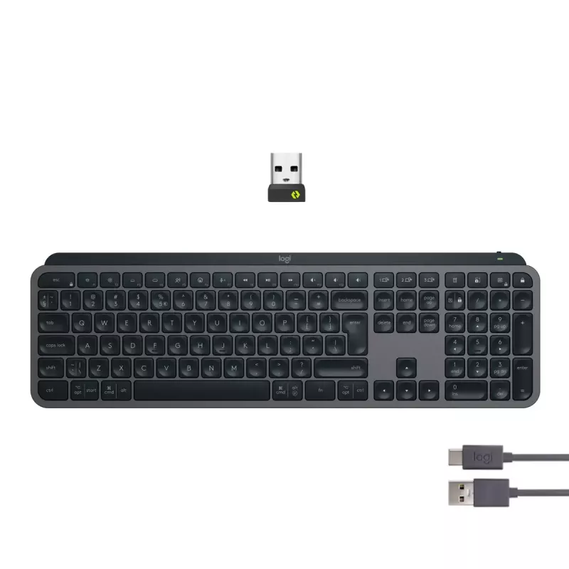 Logitech MX Keys S belgiška AZERTY belaidė klaviatūra, grafito spalvos, universali RF belaidė + Bluetooth
