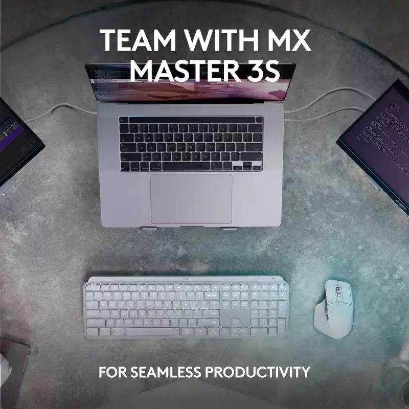 Logitech MX Keys S belgiška AZERTY belaidė klaviatūra, grafito spalvos, universali RF belaidė + Bluetooth