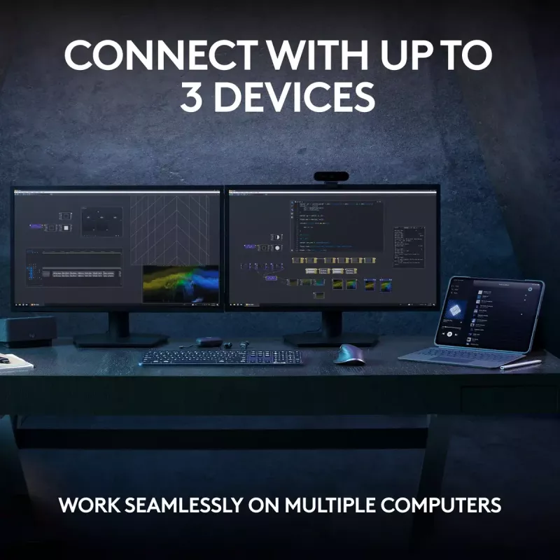 Logitech MX Keys S belgiška AZERTY belaidė klaviatūra, grafito spalvos, universali RF belaidė + Bluetooth