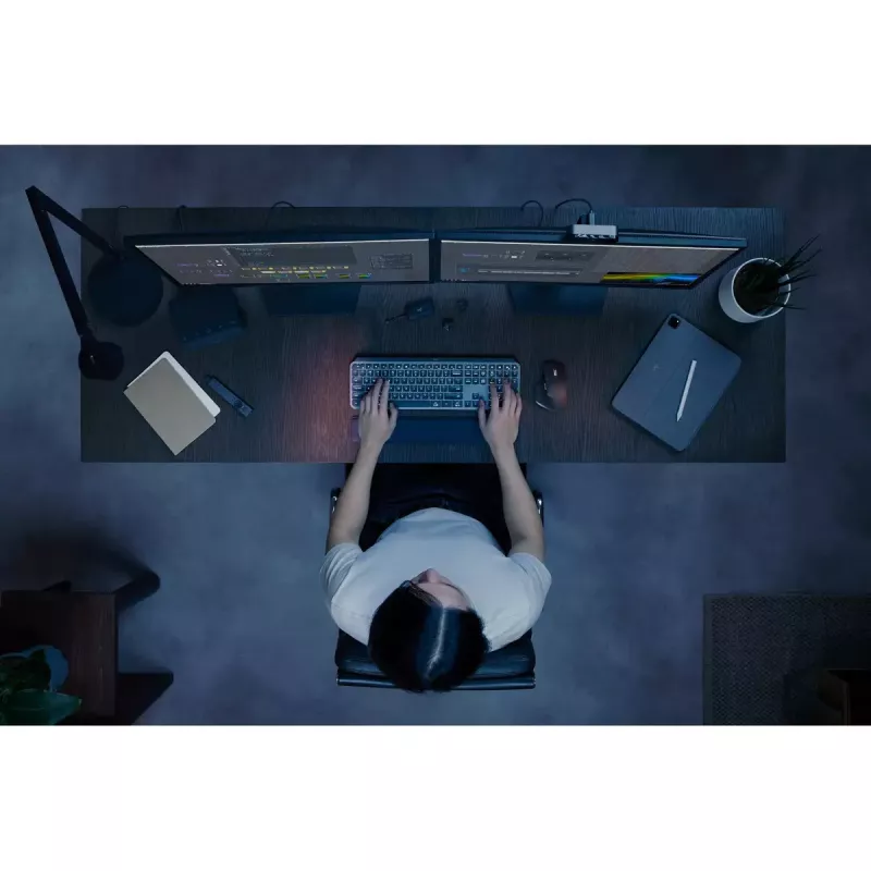 Logitech MX Keys S belgiška AZERTY belaidė klaviatūra, grafito spalvos, universali RF belaidė + Bluetooth