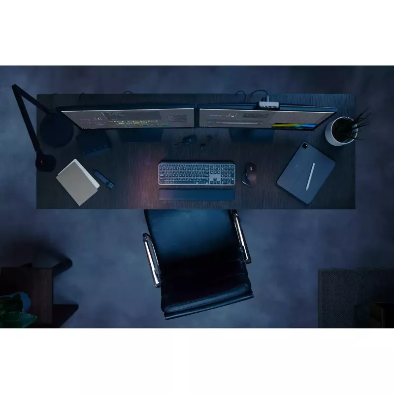 Logitech MX Keys S belgiška AZERTY belaidė klaviatūra, grafito spalvos, universali RF belaidė + Bluetooth