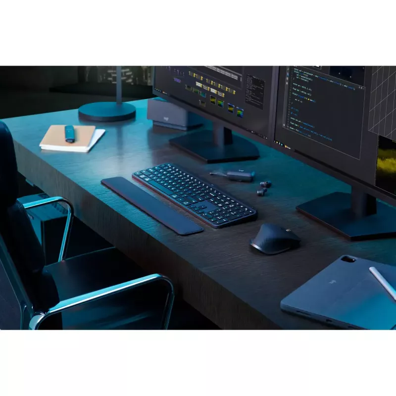 Logitech MX Keys S belgiška AZERTY belaidė klaviatūra, grafito spalvos, universali RF belaidė + Bluetooth