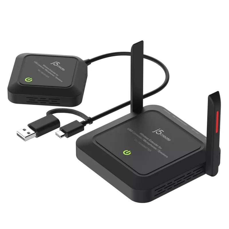 j5create JVW120 belaidis USB™ kamerų / mikrofonų / garsiakalbių plėtiklis, juodas