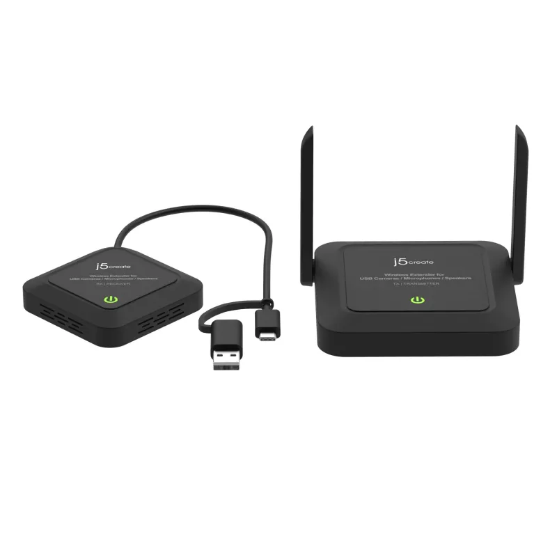 j5create JVW120 belaidis USB™ kamerų / mikrofonų / garsiakalbių plėtiklis, juodas