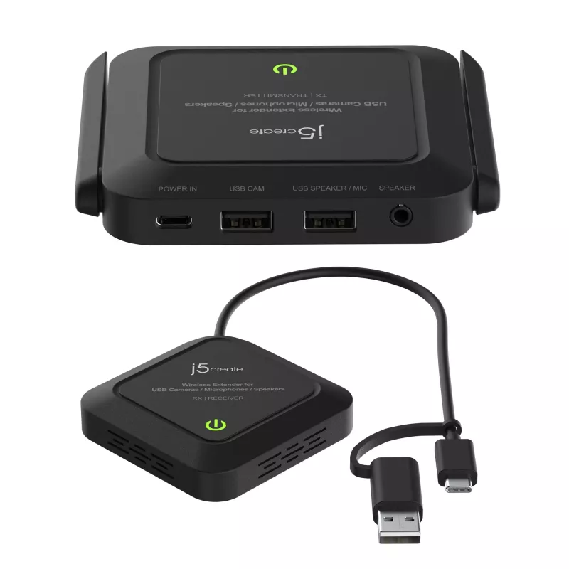j5create JVW120 belaidis USB™ kamerų / mikrofonų / garsiakalbių plėtiklis, juodas