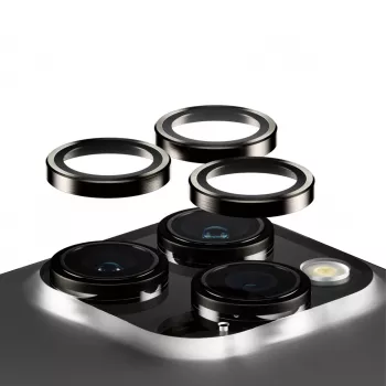 PanzerGlass ® Hoops® Metalinis kameros objektyvo apsauginis stiklas juodas iPhone 15 Pro | 15 Pro Max