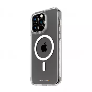 PanzerGlass ® HardCase permatomas su baltu MagSafe ir D3O® skirtas iPhone 15 Pro Max
