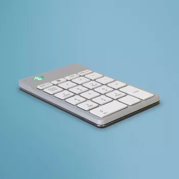 R-Go Tools skaitmenų klaviatūra R-Go Numpad Break, ergonomiška skaitmenų klaviatūra su pertraukų programine įranga, bluetooth, balta