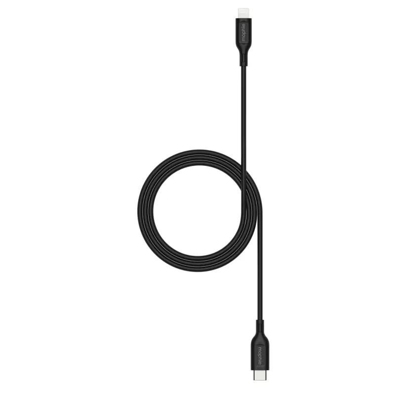 Įkrovimo kabelis Mophie essentials Lightning į USB-C 1 m, Lightning–USB‑C, 60W, USB 2.0, Juodas