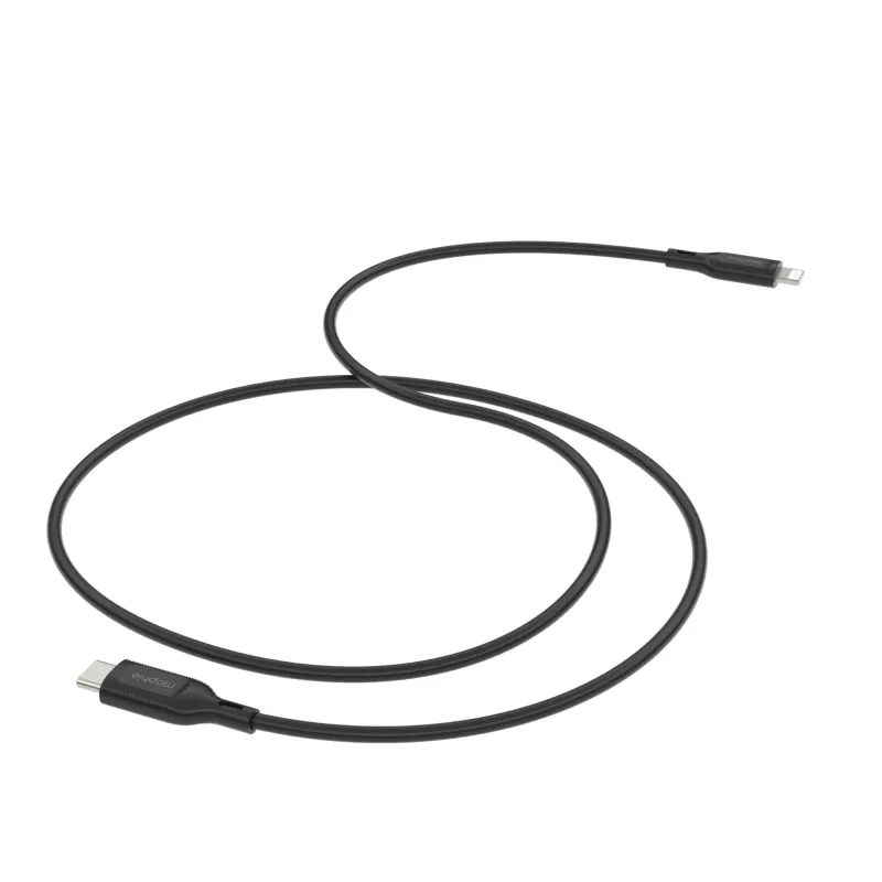 Įkrovimo kabelis Mophie essentials Lightning į USB-C 1 m, Lightning–USB‑C, 60W, USB 2.0, Juodas