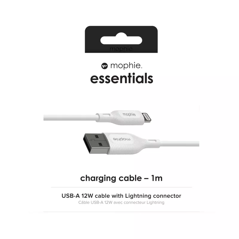 Įkrovimo kabelis mophie essentials 1M Lightning į USB A 12W