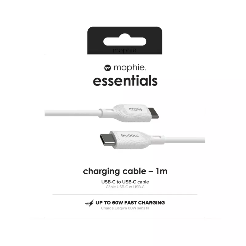 mophie essentials įkrovimo kabeliai | 1 m USB kabelis USB 2.0 USB C Baltas