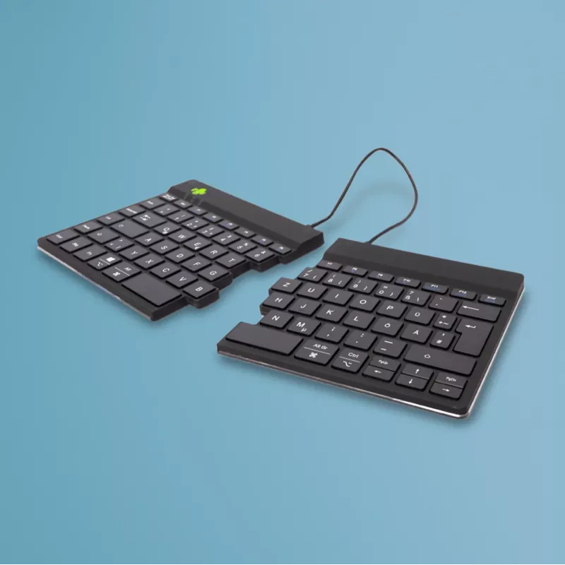 R-Go Tools ergonominė klaviatūra R-Go Split Break su pertraukų programine įranga, ergonominė padalinta klaviatūra, QWERTZ (DE), Bluetooth, juoda