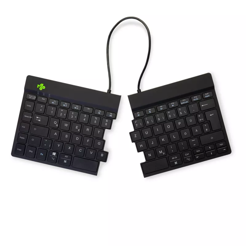 R-Go Tools ergonominė klaviatūra R-Go Split Break su pertraukų programine įranga, ergonominė padalinta klaviatūra, QWERTZ (DE), Bluetooth, juoda