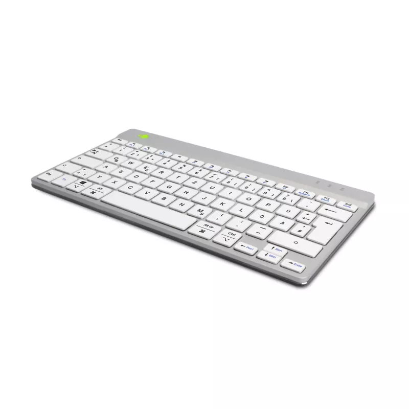 Ergonominė klaviatūra R-Go Tools R-Go Compact Break, kompaktiška klaviatūra su pertraukų programine įranga, QWERTZ (DE), Bluetooth, balta