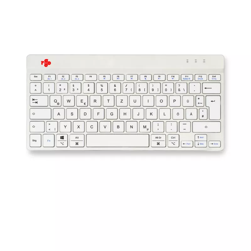 Ergonominė klaviatūra R-Go Tools R-Go Compact Break, kompaktiška klaviatūra su pertraukų programine įranga, QWERTZ (DE), Bluetooth, balta