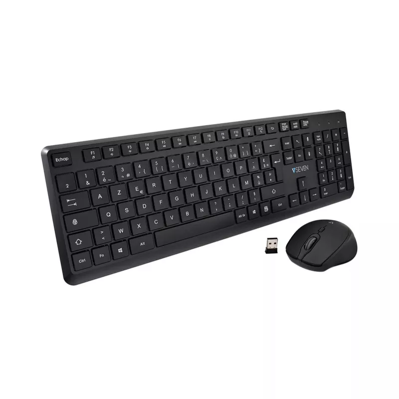 Belaidės klaviatūros ir pelės rinkinys V7 CKW350FR pilno dydžio AZERTY