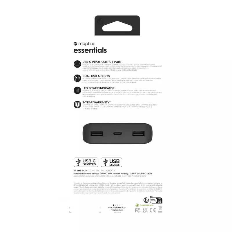 mophie essentials powerstation 20K 20000 mAh juoda