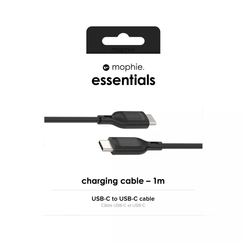 Įkrovimo laidas USB-C į USB-C 1 m — Zagg International mophie essentials, USB 2.0, juodas