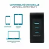 Ravanson Mobilis Charger 100W GaN 2×USB‑C + 1×USB‑A AC indoor — nešiojamam kompiuteriui, išmaniajam telefonui, planšetiniam kompiuteriui — juoda