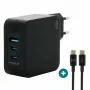 Ravanson Mobilis Charger 100W GaN 2×USB‑C + 1×USB‑A AC indoor — nešiojamam kompiuteriui, išmaniajam telefonui, planšetiniam kompiuteriui — juoda
