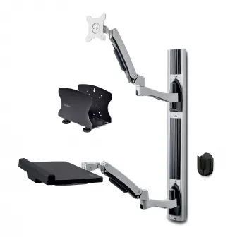 StarTech.com Wall Mount Workstation, VESA Mount For 32 inch Monitors (22lb/10kg), Fully Articulating Single Monitor Mount & klaviatūra Tray w/Desktop Computer/PC Bracket, Standing Desk
