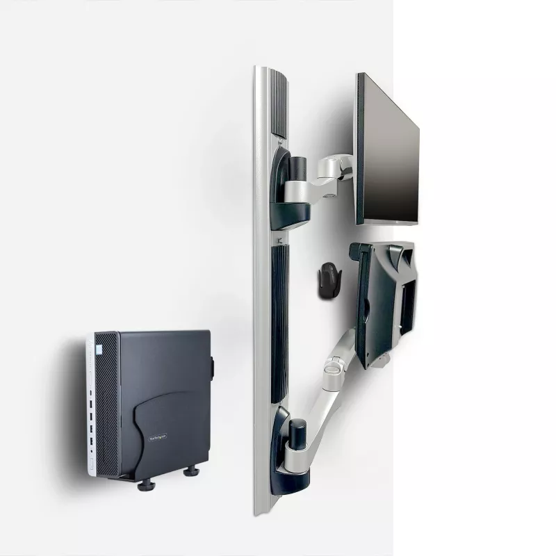StarTech.com Wall Mount Workstation, VESA Mount For 32 inch Monitors (22lb/10kg), Fully Articulating Single Monitor Mount & klaviatūra Tray w/Desktop Computer/PC Bracket, Standing Desk