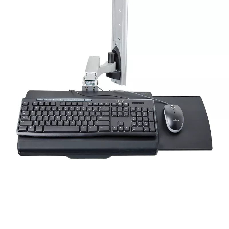 StarTech.com Wall Mount Workstation, VESA Mount For 32 inch Monitors (22lb/10kg), Fully Articulating Single Monitor Mount & klaviatūra Tray w/Desktop Computer/PC Bracket, Standing Desk