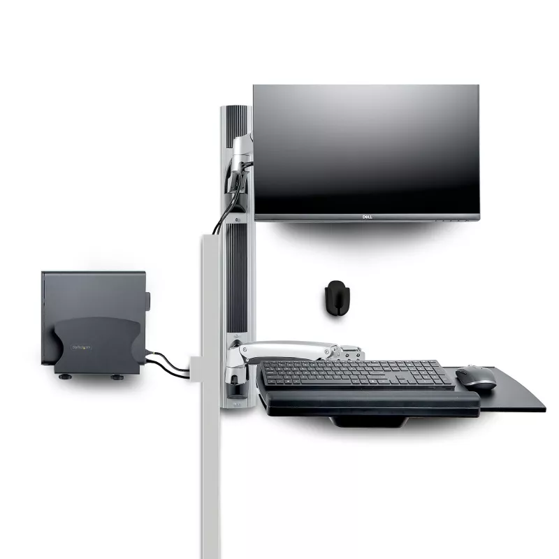 StarTech.com Wall Mount Workstation, VESA Mount For 32 inch Monitors (22lb/10kg), Fully Articulating Single Monitor Mount & klaviatūra Tray w/Desktop Computer/PC Bracket, Standing Desk