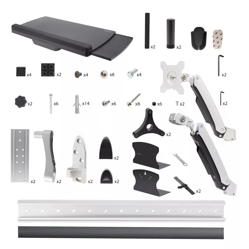 StarTech.com Wall Mount Workstation, VESA Mount For 32 inch Monitors (22lb/10kg), Fully Articulating Single Monitor Mount & klaviatūra Tray w/Desktop Computer/PC Bracket, Standing Desk
