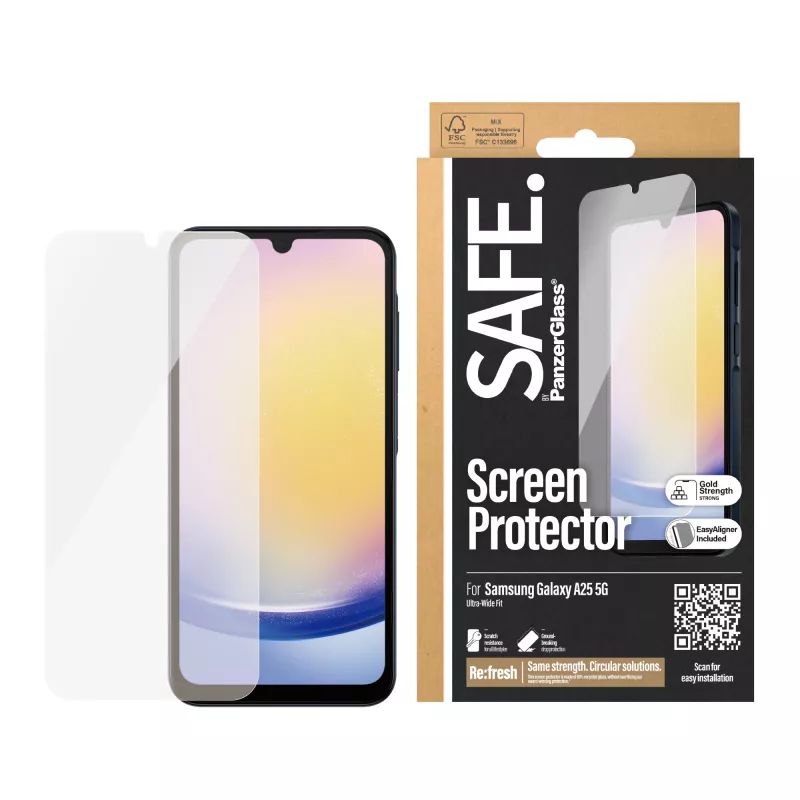 PanzerGlass SAFE. by ® Ekrano apsauga Samsung Galaxy A25 5G | Itin platus pritaikymas su EasyAligner