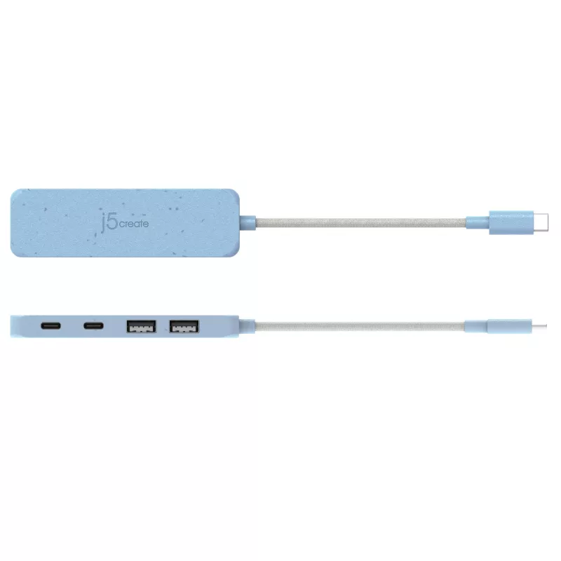 „j5create“ ekologiškas USB-C į 4 prievadų Type-C ir Type-A Gen 2 šakotuvas