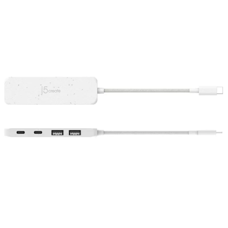 j5create ekologiškas USB-C į 4 prievadų Type-C ir Type-A Gen 2 šakotuvas