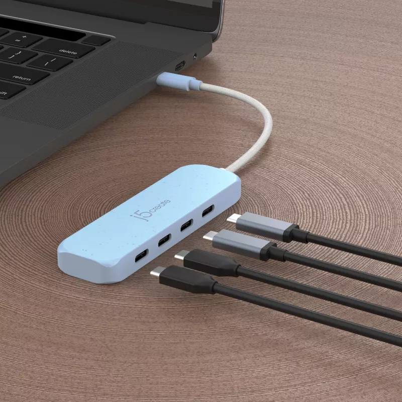 USB-C šakotuvas j5create JCH345EC-N 4 prievadų Type-C Gen 2 10000 Mbit/s