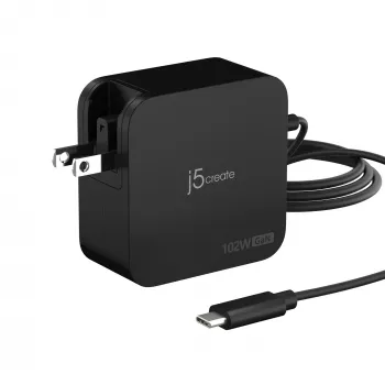 j5create 102W GaN PD USB-C 2 prievadų įkroviklis su keičiamais AC kištukais