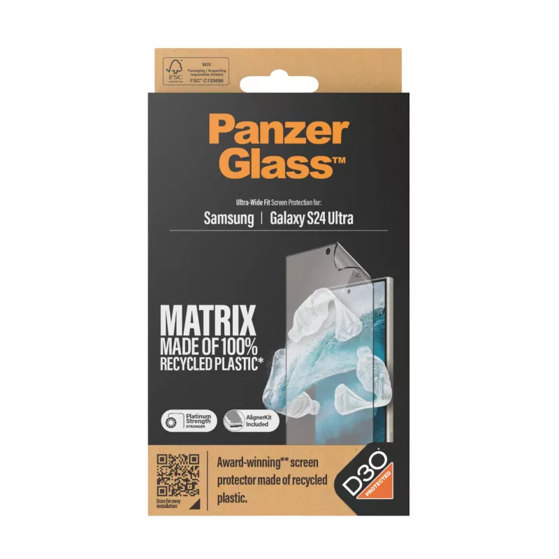 PanzerGlass ® ECO MATRIX Ekrano apsauga su D3O® Samsung Galaxy S24 Ultra | Itin platus pritaikymas su išlyginimo rinkiniu