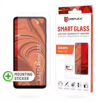 Displex Smart Glass (9H), skirtas Xiaomi Redmi 13C, tvirtinimo lipdukas, nedūžtantis