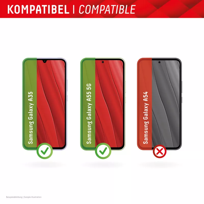 Displex Full Cover Screen Protector (10H), skirtas „Samsung Galaxy A35/A55 5G“, su EASY-ON® Eco montavimo rėmeliu, visiškas ekrano uždengimas