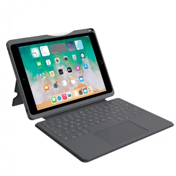 ASTAR DEQSTER Smart Rugged Touch Plus klaviatūra 10,2 colio — QWERTZ vokiška, mechaniniai jungikliai, Smart Connector prijungimas, pilka